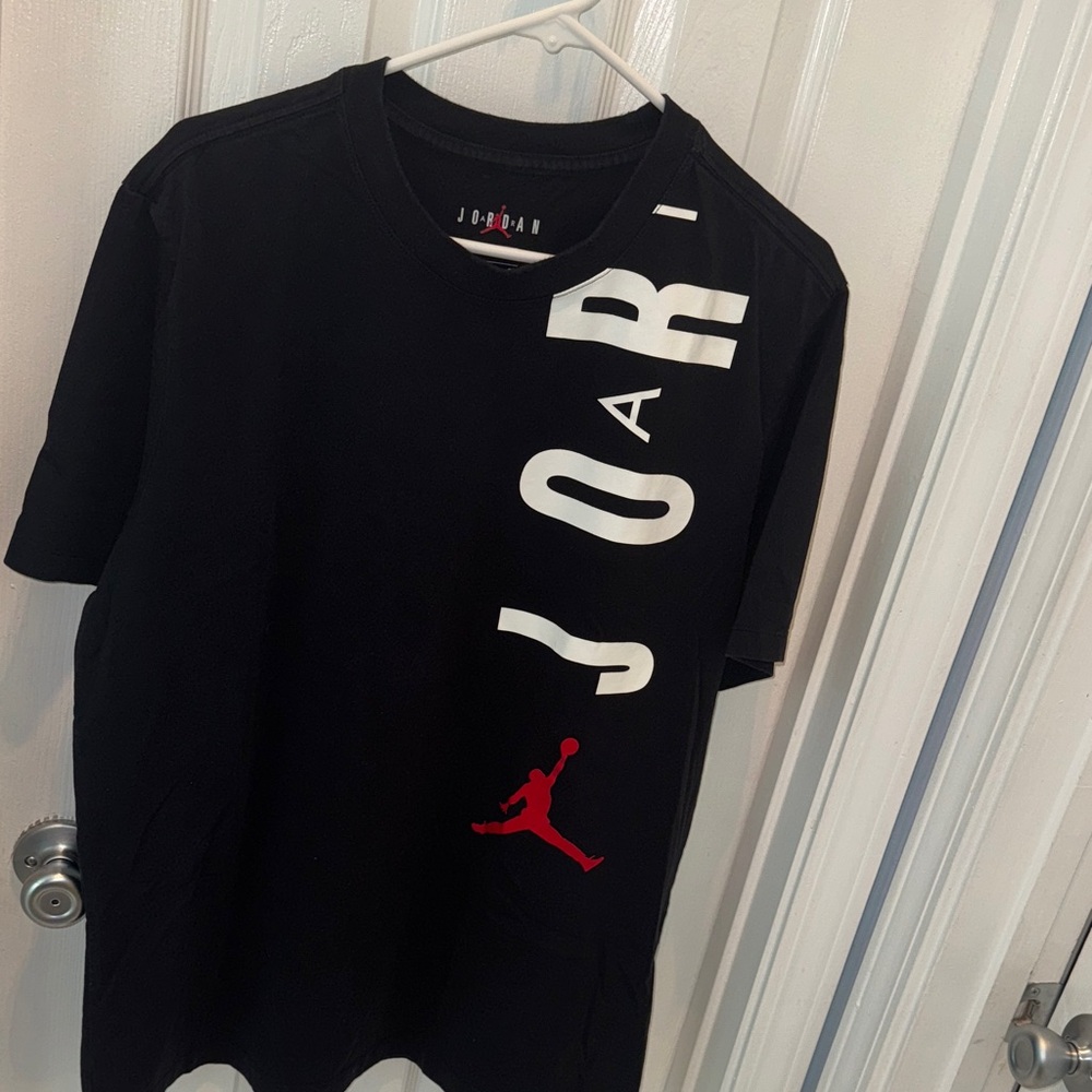 Jordan Black Tee with Red and White Accents